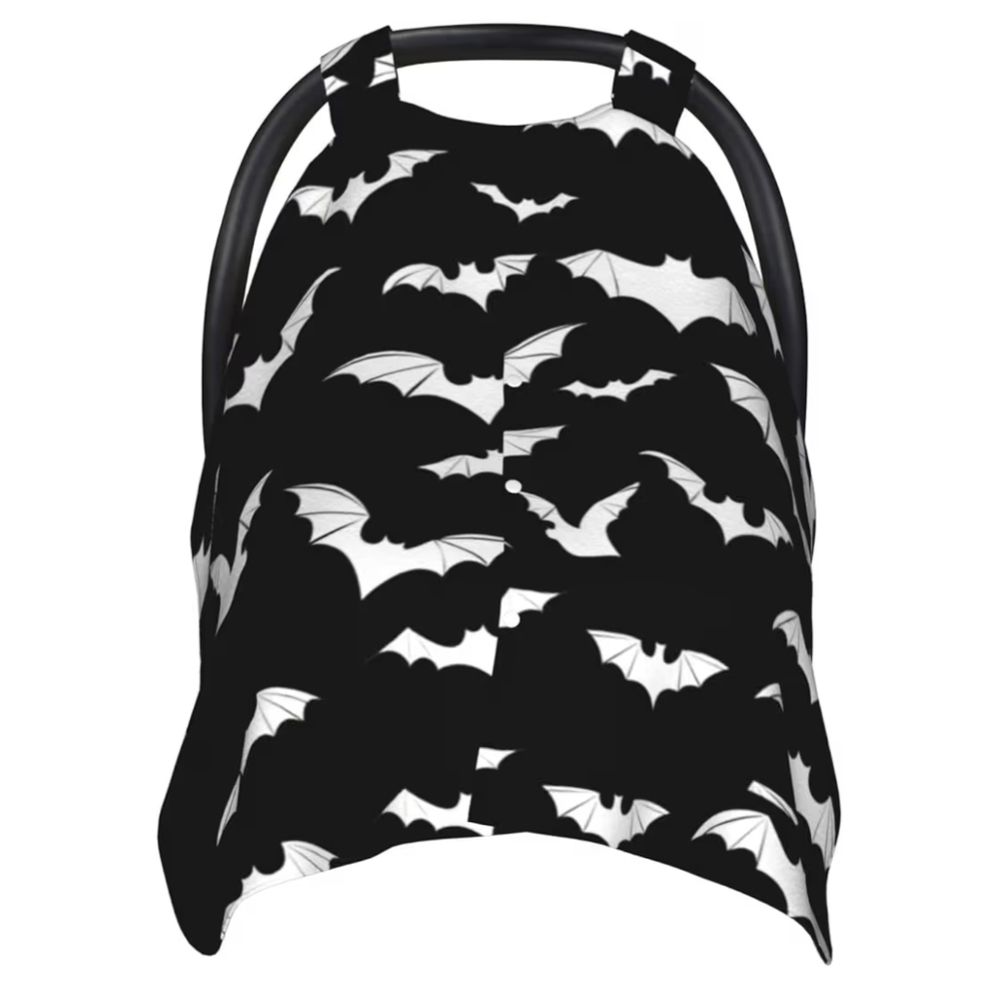 Black and White Bat Print Kids Car Seat Cover